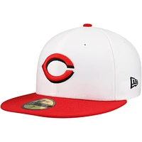 Men's New Era White/Red Cincinnati Reds Major Sidepatch 59FIFTY Fitted Hat