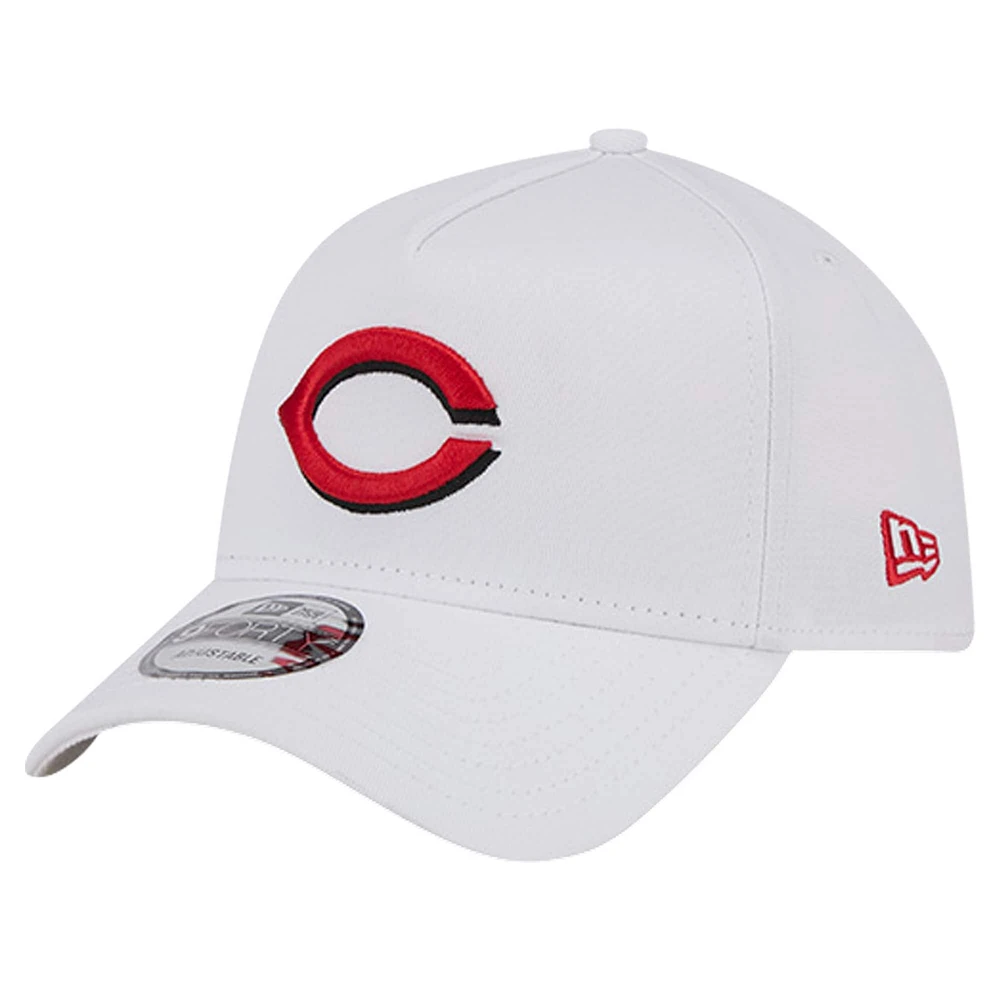 Men's New Era White Cincinnati Reds TC A-Frame 9FORTY Adjustable Hat