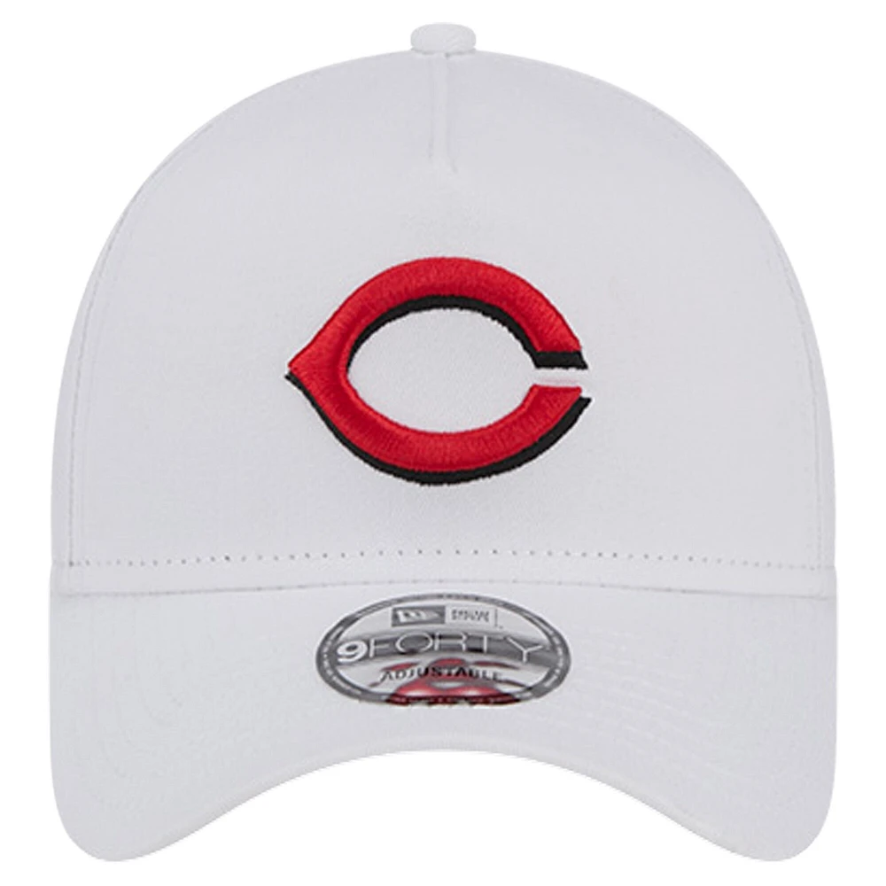 Men's New Era White Cincinnati Reds TC A-Frame 9FORTY Adjustable Hat
