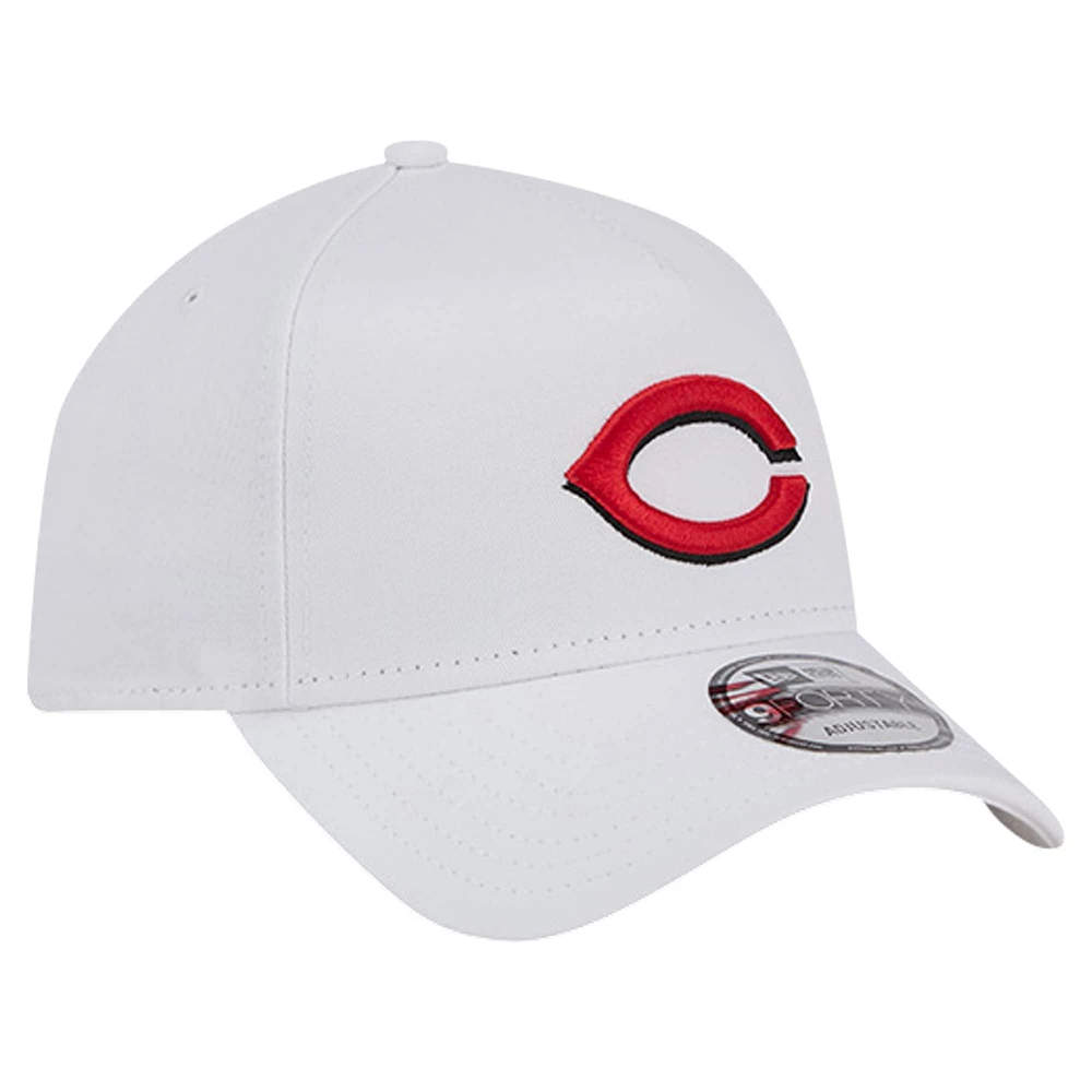 Men's New Era White Cincinnati Reds TC A-Frame 9FORTY Adjustable Hat
