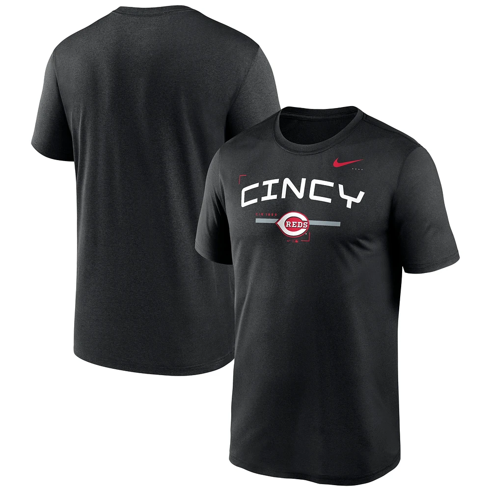 T-shirt d'entraînement Nike noir pour homme Cincinnati Reds Local Legend