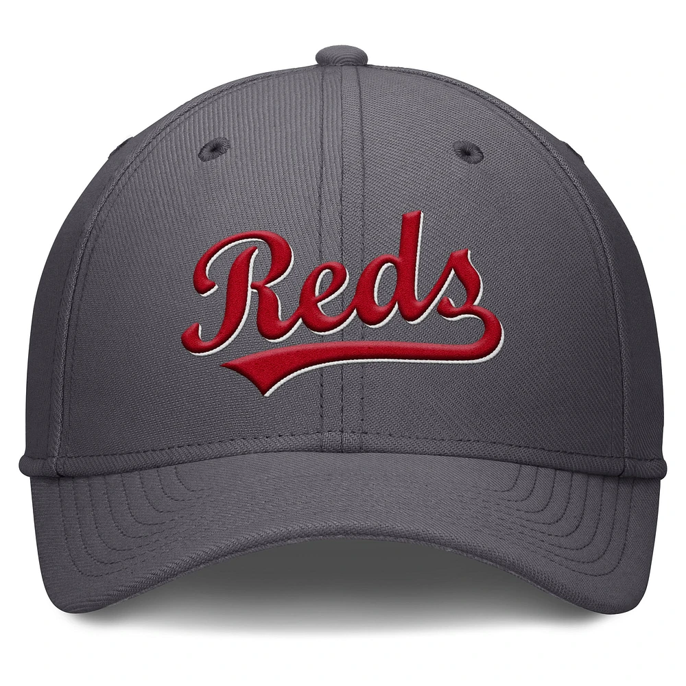 Men's Nike  Gray Cincinnati Reds Swoosh Performance Flex Hat