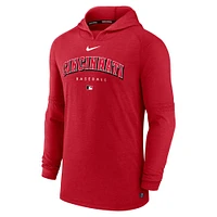 Men's Nike Heather Red Cincinnati Reds Authentic Collection Early Work Tri-Blend Performance Pullover Hoodie