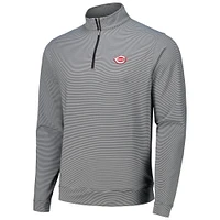 Men's Peter Millar Black Cincinnati Reds Perth Sugar Stripe Performance Quarter-Zip Top