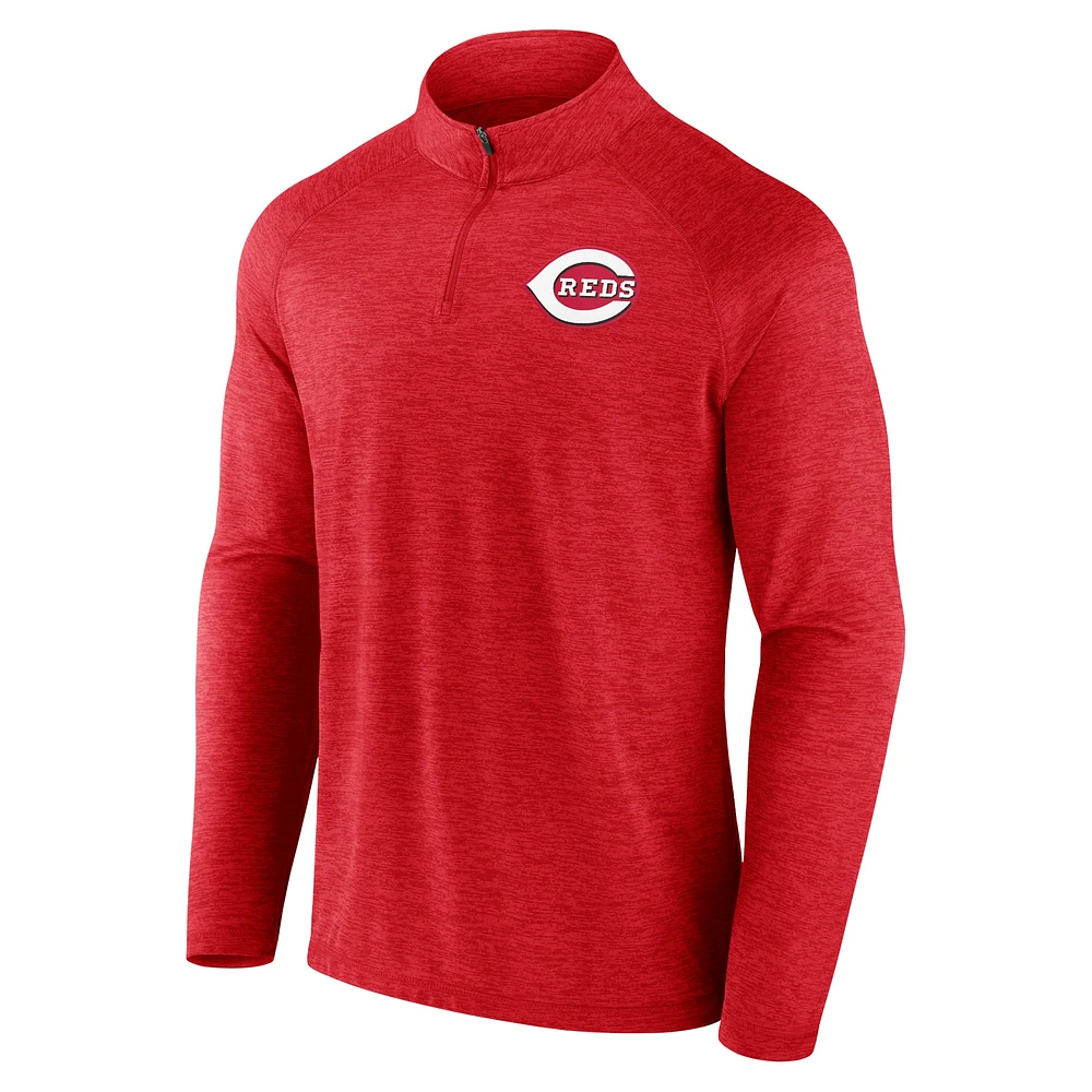 Men's Profile Red Cincinnati Reds Big & Tall Raglan Quarter-Zip Top
