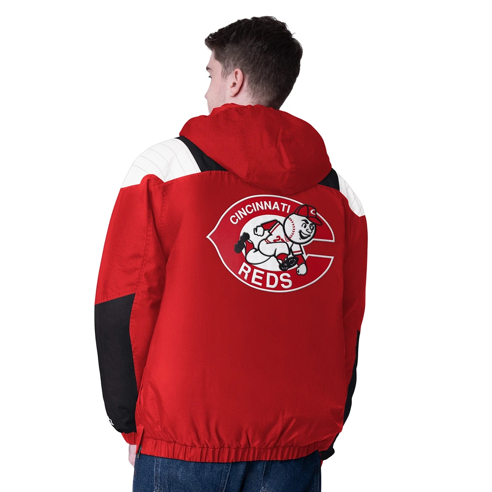 Men's Starter  Red Cincinnati Reds Cooperstown Collection Charger Half-Zip Jacket