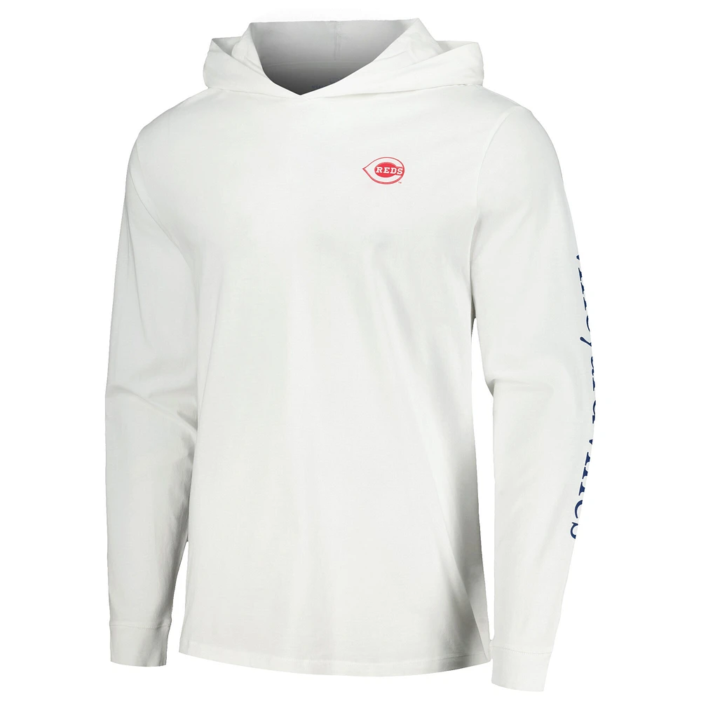 Men's Vineyard Vines White Cincinnati Reds Long Sleeve Hoodie T-Shirt
