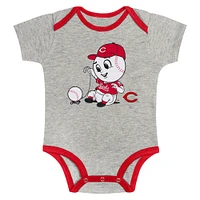 Newborn & Infant Gray/White Cincinnati Reds Two-Pack Play Ball Bodysuit Set