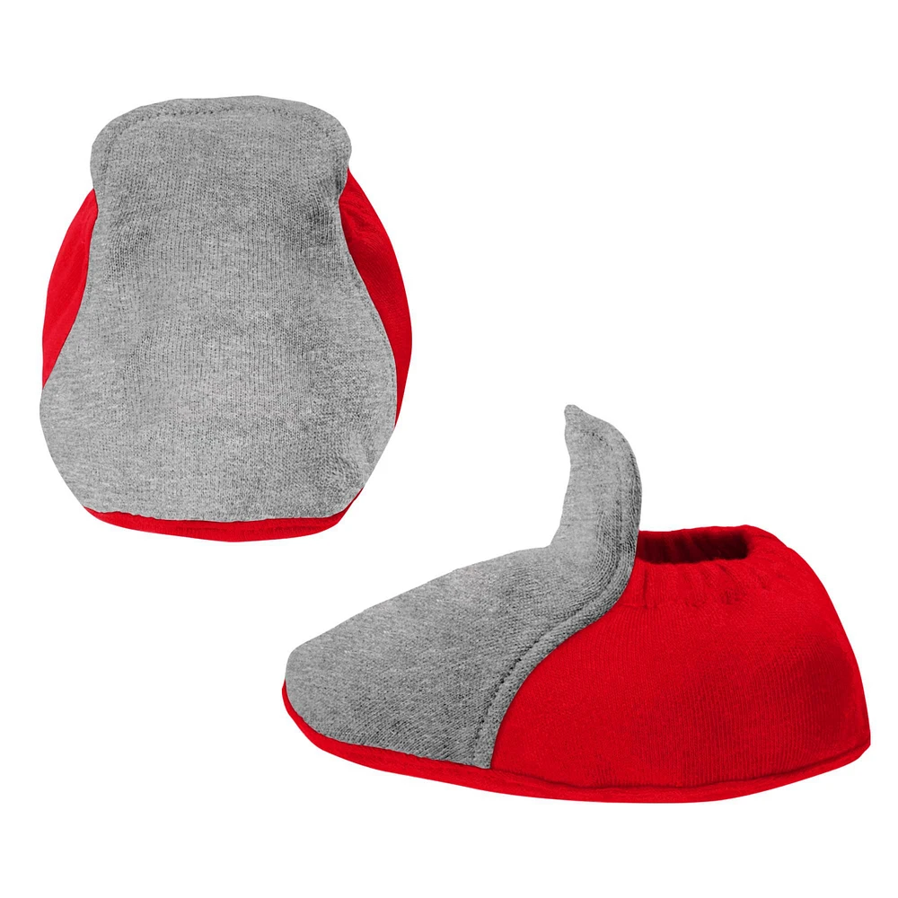 Newborn & Infant Red/Heather Gray Cincinnati Reds Three-Piece Love of Baseball Bib Bodysuit Booties Set