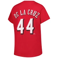 Women's Profile Elly De La Cruz Red Cincinnati Reds Plus Name & Number V-Neck T-Shirt
