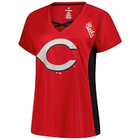 Women's Profile  Red Cincinnati Reds Glitter Raglan V-Neck T-Shirt
