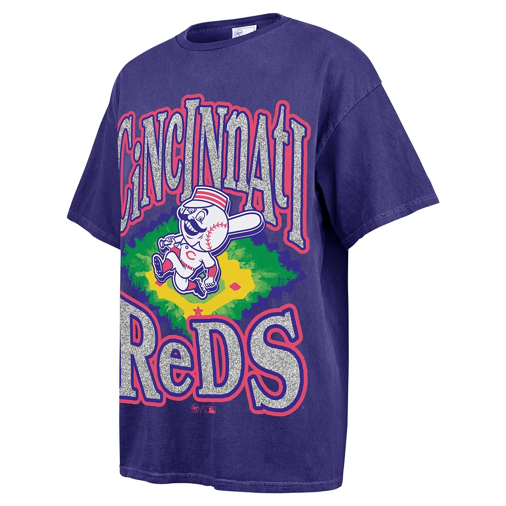 T-shirt petit ami '47 Navy Cincinnati Reds Flashing Lights pour femmes