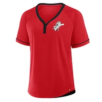 Women's Fanatics Red Cincinnati Reds Cooperstown Collection League Diva Raglan V-Neck T-Shirt