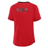 Women's Fanatics Red Cincinnati Reds Cooperstown Collection League Diva Raglan V-Neck T-Shirt