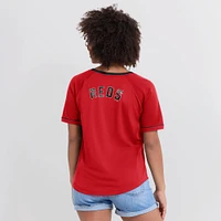 Women's Fanatics Red Cincinnati Reds Cooperstown Collection League Diva Raglan V-Neck T-Shirt