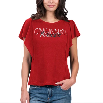 T-shirt rouge G-III 4Her par Carl Banks pour femmes, Cincinnati Reds Crowd Wave