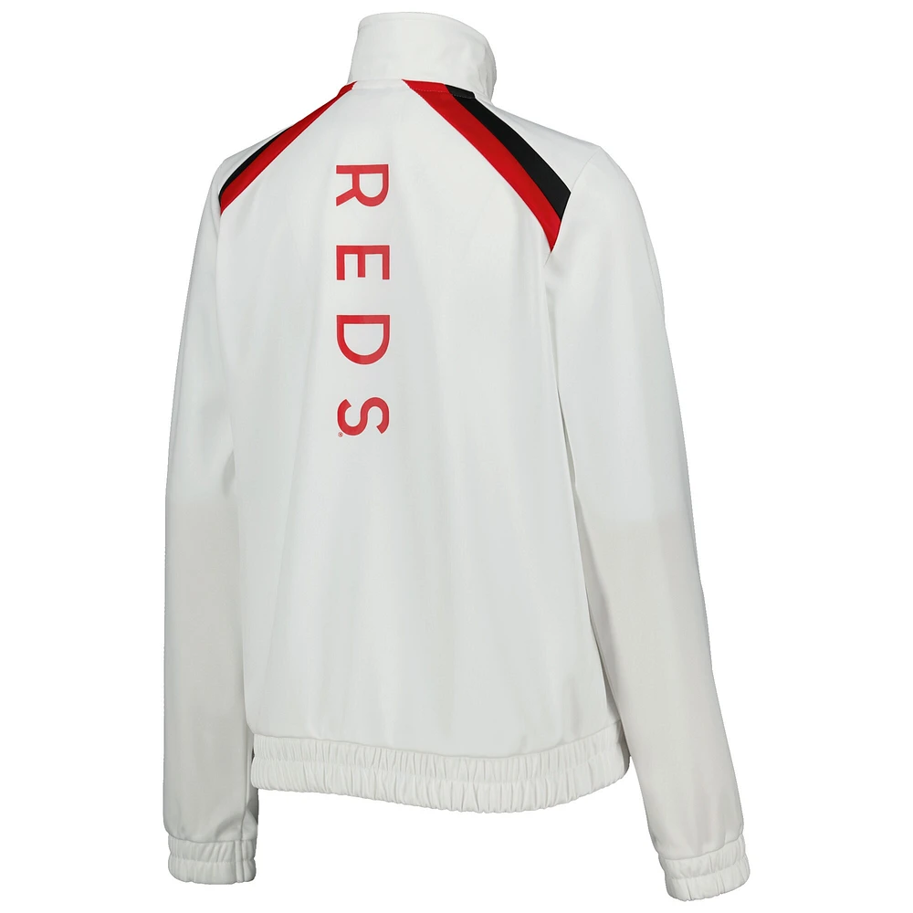 Veste de survêtement à glissière pleine longueur pour femme G-III 4Her by Carl Banks White Cincinnati Reds Red Flag