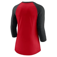 T-shirt à manches 3/4 raglan trois mélanges Nike Next Up Cincinnati Reds pour femme, rouge/noir