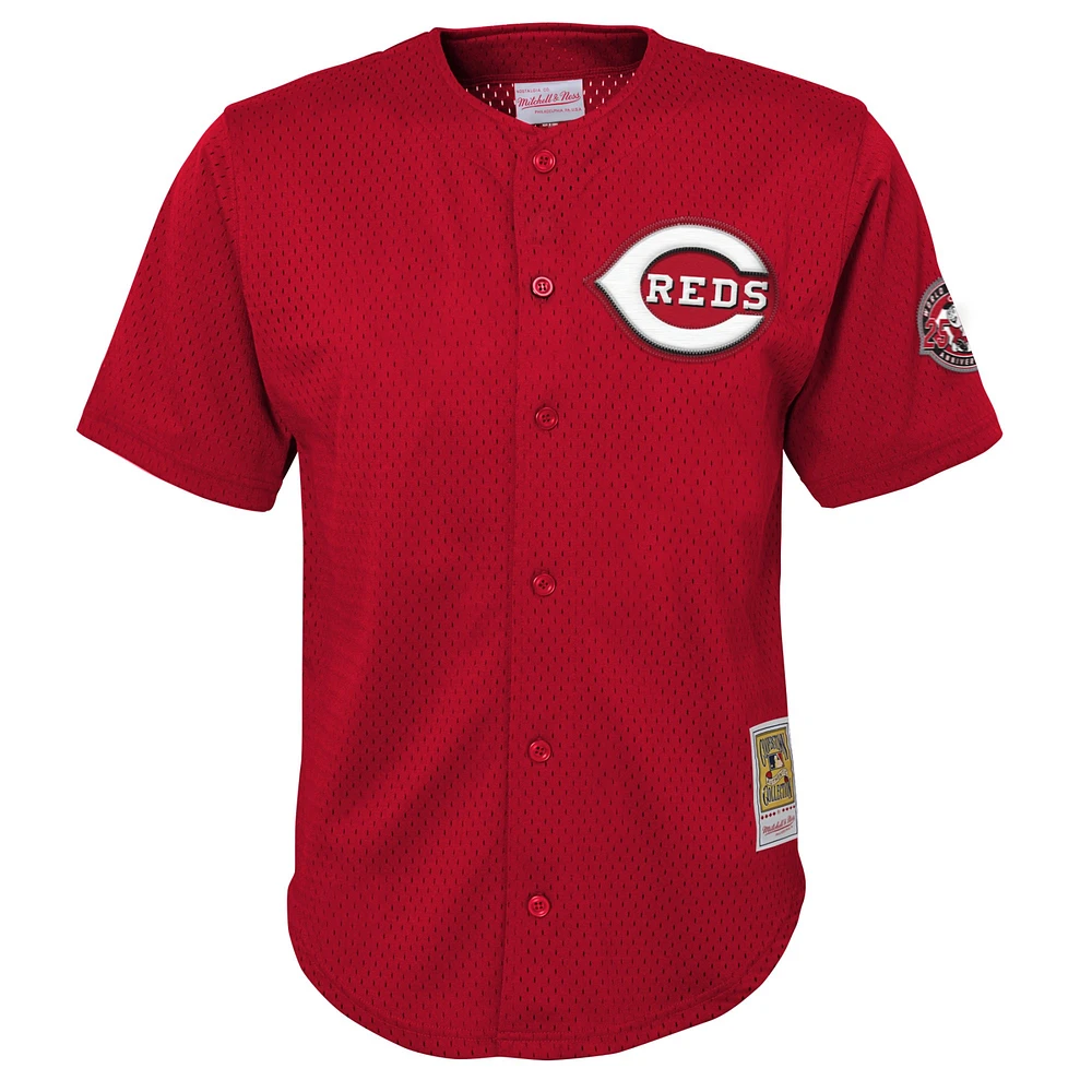 Maillot d'entraînement au bâton en maille pour jeunes Mitchell & Ness Ken Griffey Jr. Red Cincinnati Reds Cooperstown Collection