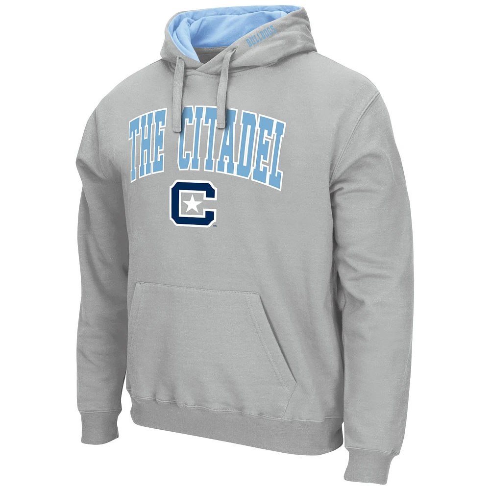 Men's Colosseum Gray Citadel Bulldogs Arch & Logo 3.0 Pullover Hoodie