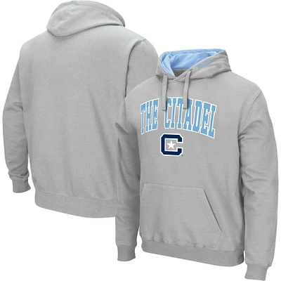 Men's Colosseum Gray Citadel Bulldogs Arch & Logo 3.0 Pullover Hoodie