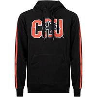 Men's FISLL Black Clark Atlanta University Panthers Oversized Stripes Pullover Hoodie