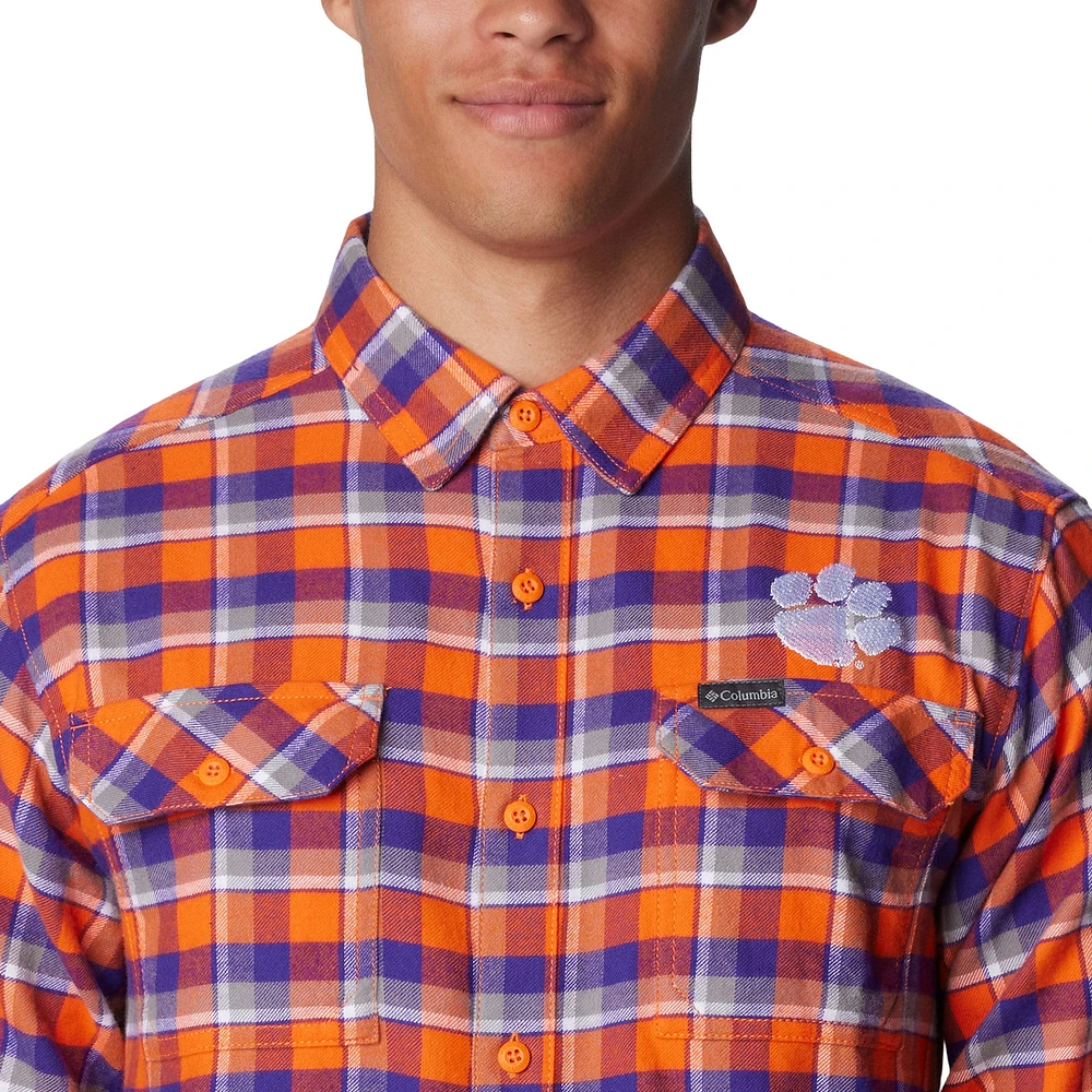 Columbia  Orange Clemson Tigers Flare Gun Flannel Long Sleeve Shirt