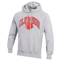 Men's Champion Gray Clemson Tigers Vault Late Night Reverse Weave Pullover Hoodie