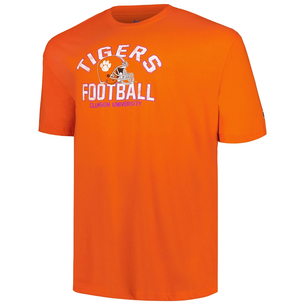Men's Champion Orange Clemson Tigers Big & Tall Football Helmet T-Shirt