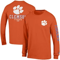 Men's Champion Orange Clemson Tigers Team Stack Long Sleeve T-Shirt