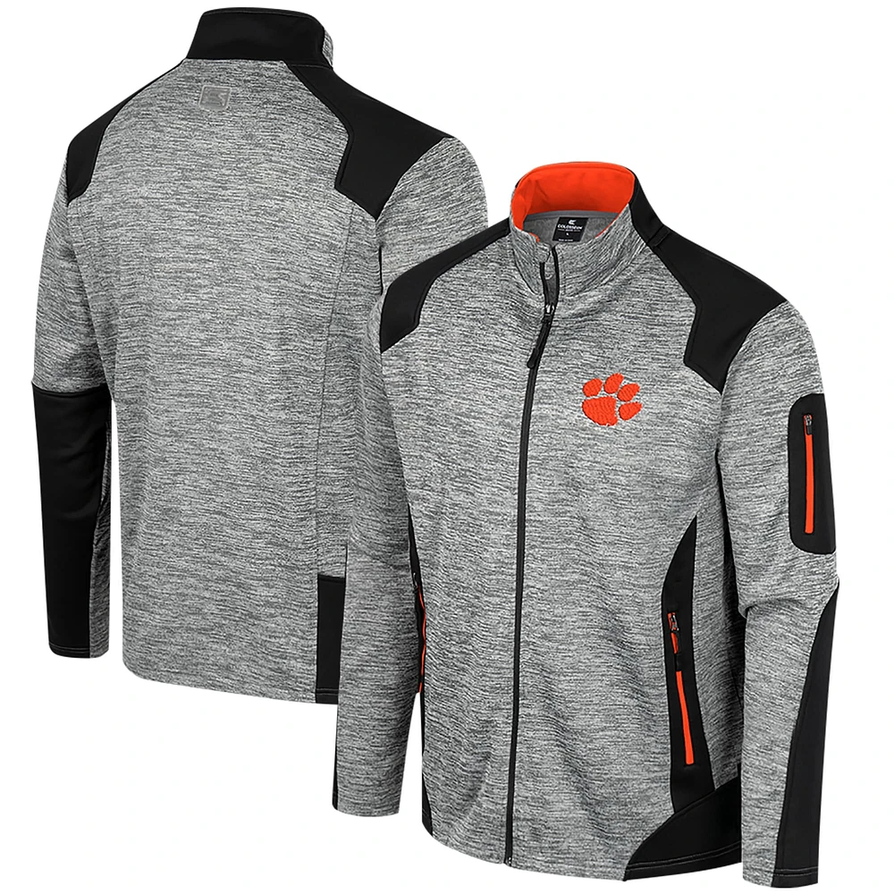 Veste entièrement zippée Colosseum Grey Clemson Tigers Silberman Color Block pour hommes