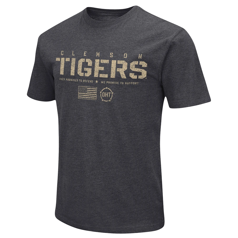 Men's Colosseum Heather Black Clemson Tigers Big & Tall OHT Military Appreciation Playbook T-Shirt