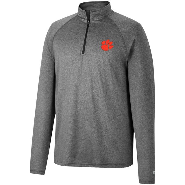 Colosseum Heathered Grey Clemson Tigers Earth First Coupe-vent raglan à quart de zip pour homme