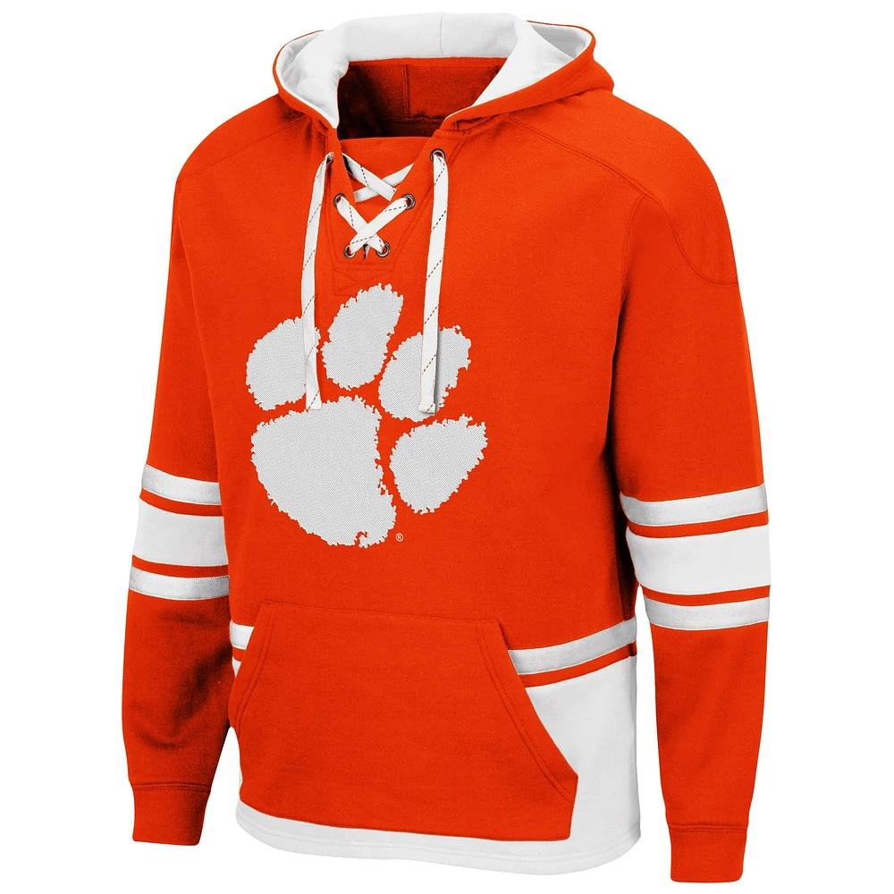 Men's Colosseum Clemson Tigers Lace Up 3.0 Pullover Hoodie