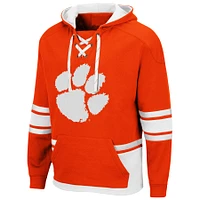 Men's Colosseum Clemson Tigers Lace Up 3.0 Pullover Hoodie
