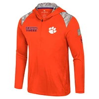 Men's Colosseum Orange Clemson Tigers OHT Military Appreciation Quarter-Zip Hoodie Jacket