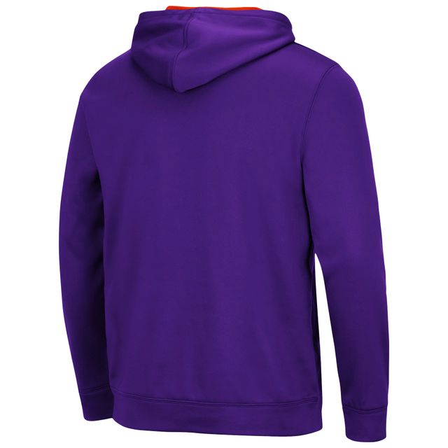Sweat à capuche Colosseum Purple Clemson Tigers Slash Stack 2.0 pour homme