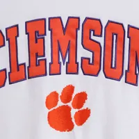 Men's Colosseum White Clemson Tigers Arch & Logo Crew Neck Sweatshirt