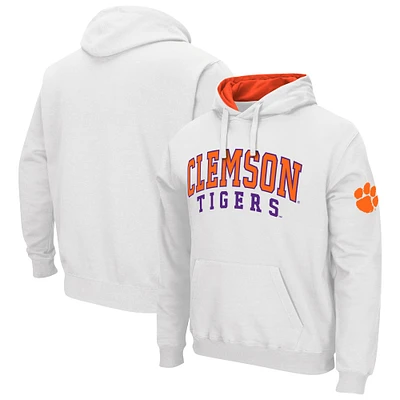 Sweat à capuche Colosseum White Clemson Tigers Double Arch pour hommes