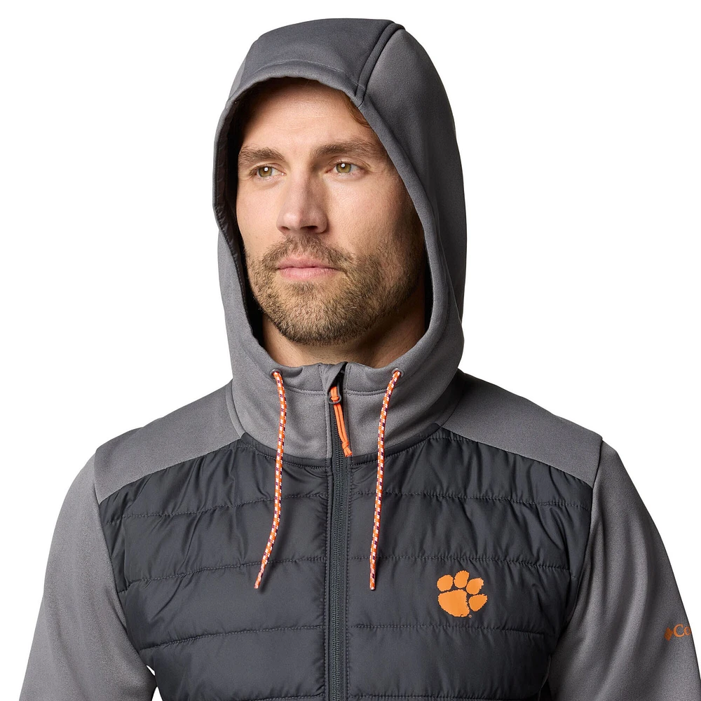 Men's Columbia  Black Clemson Tigers Out-Shield Hybrid Full-Zip Hoodie Jacket