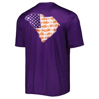 Men's Columbia Purple Clemson Tigers Terminal Tackle State Omni-Shade T-Shirt