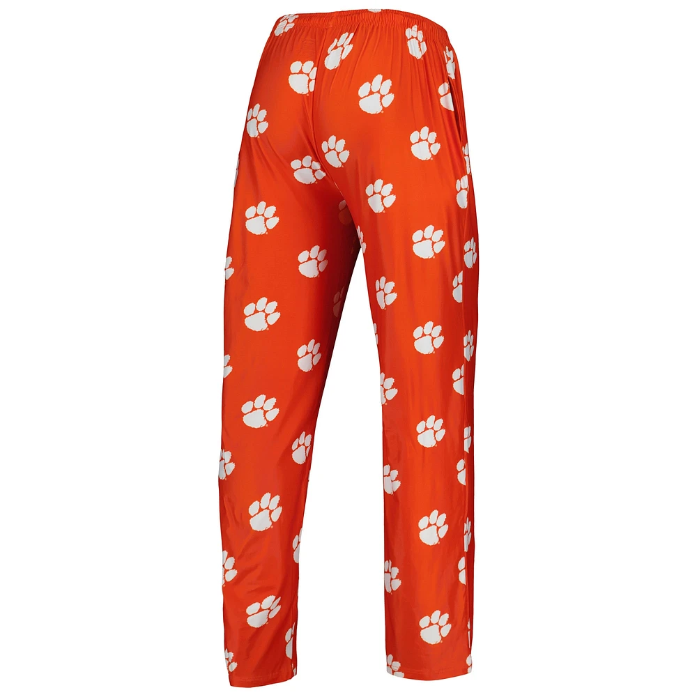Men's Concepts Sport Orange Clemson Tigers Logo Flagship Allover Print Pants