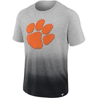 Men's Fanatics Heathered Gray/Black Clemson Tigers Team Ombre T-Shirt