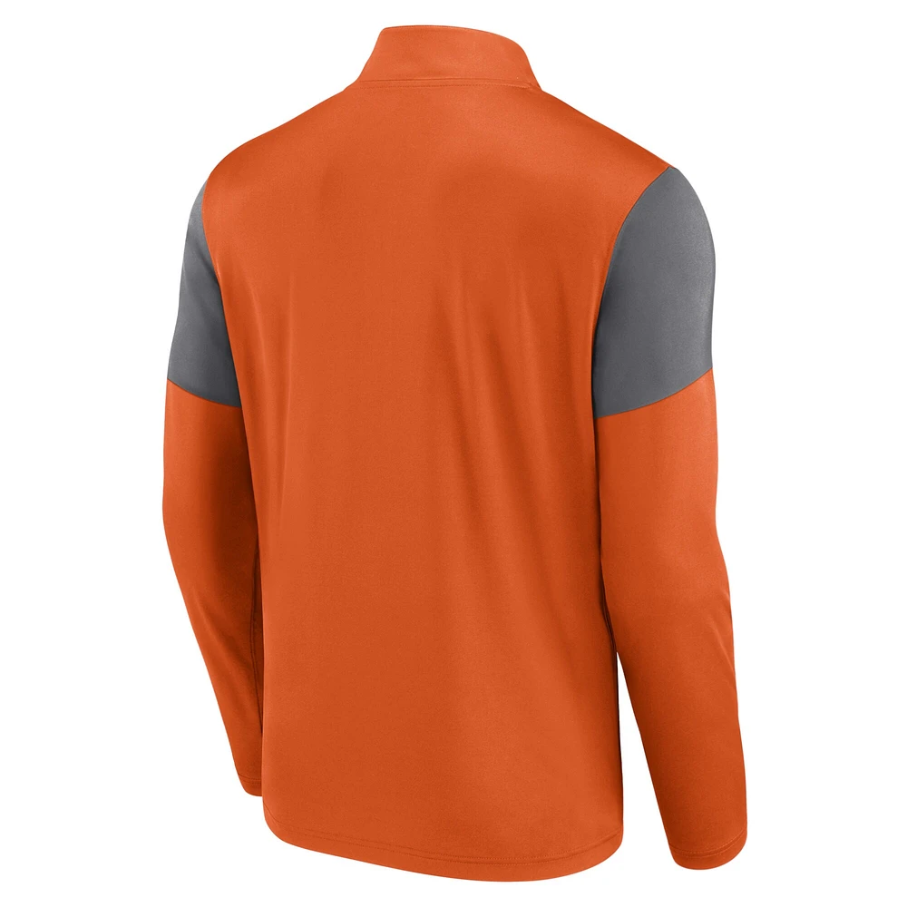 Men's Fanatics  Orange Clemson Tigers Primary Quarter-Zip Top