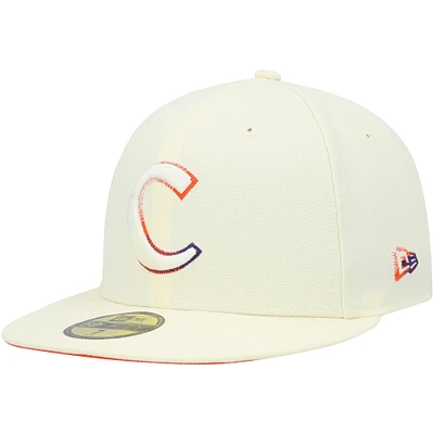 Casquette ajustée New Era 59FIFTY Chrome Color Dim pour homme des Tigers de Clemson couleur crème