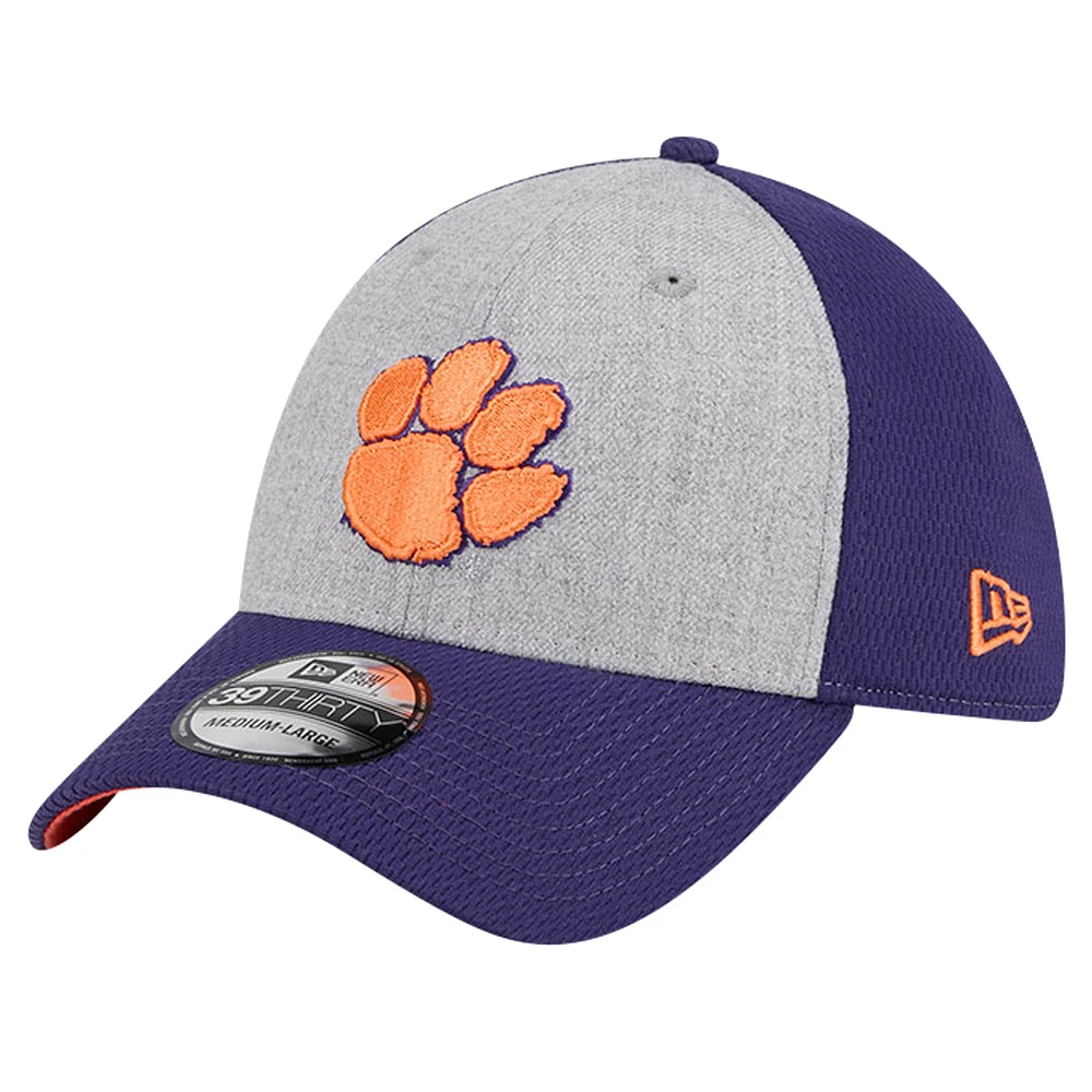 Casquette flex bicolore 39THIRTY New Era pour hommes, gris chiné/violet, Clemson Tigers