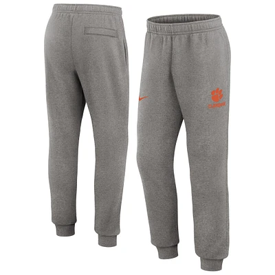 Pantalon de jogging en polaire Nike Clemson Tigers Primetime Club gris chiné pour homme