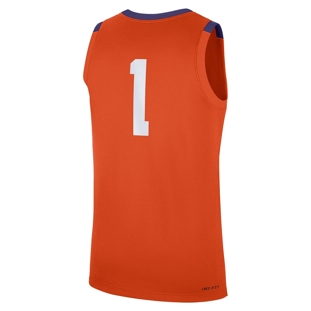 Maillot réplique Nike #1 Orange Clemson Tigers Road pour homme
