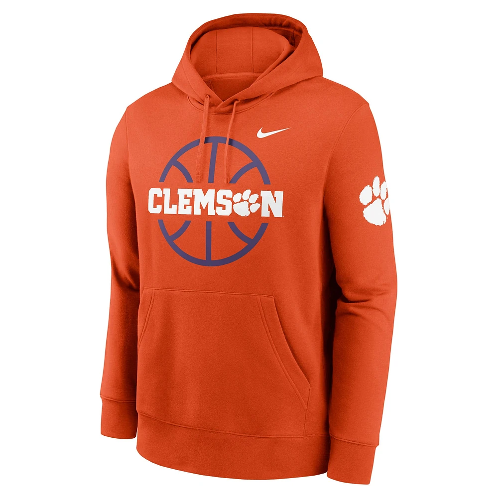 Men's Nike  Orange Clemson Tigers Basketball Icon Club Fleece Pullover Hoodie
