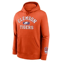 Men's Nike Orange Clemson Tigers Legacy Foundational Two-Hit Club Performance Pullover Hoodie